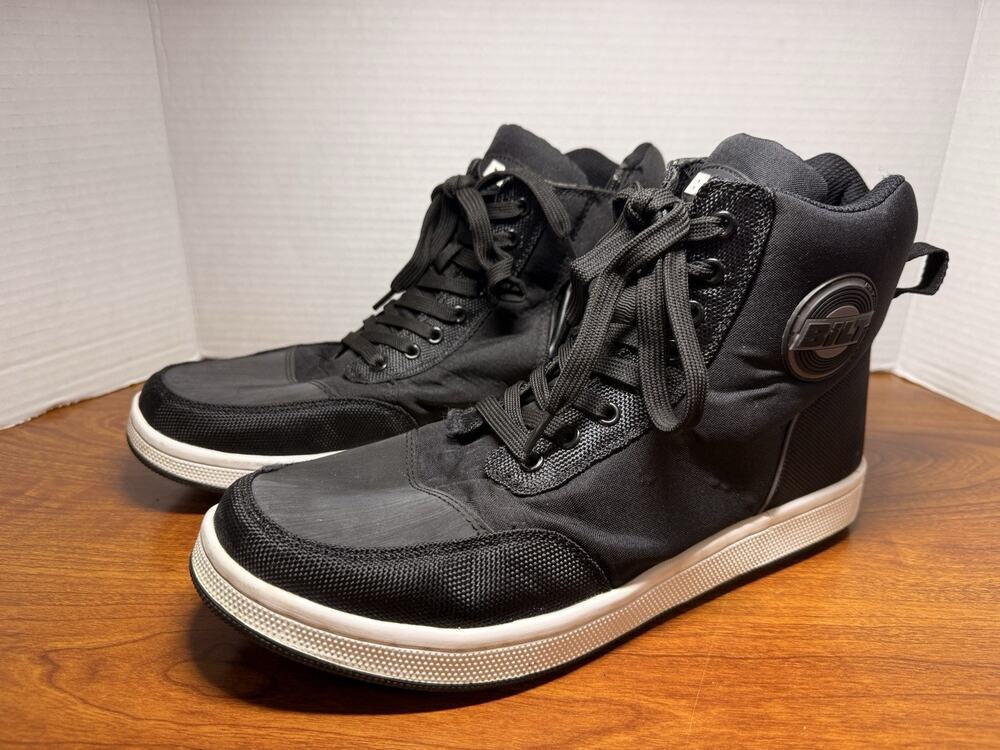 BILT Motorcycle Riding Shoes Boots Black High Top Men’s Size 10 EUR 43